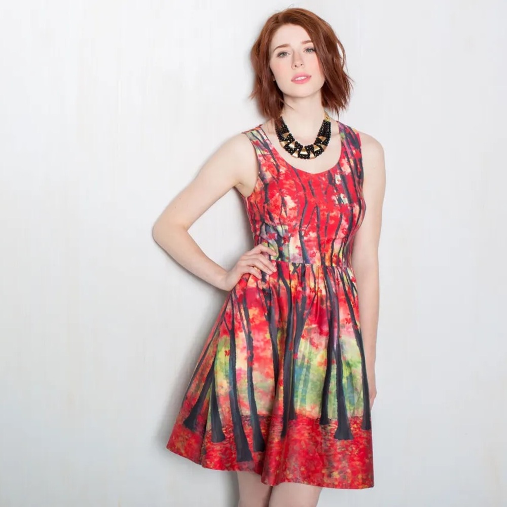 ModCloth | Festive Frondescence Dress | Size XS